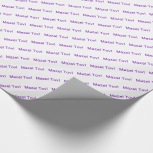 Lila Mazel Tov! (Herzlichen Glückwunsch) auf Weiß Geschenkpapier