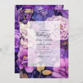 Lila Medley Floral Winter Wedding Einladung (Vorne/Hinten)