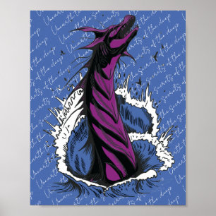 Lila Meer-Monster-Schlangen-Ozeanwellen-Plakat Poster
