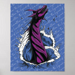 Lila Meer-Monster-Schlangen-Ozeanwellen-Plakat Poster