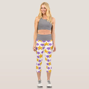Lila Meeresmuscheln Gelbe Seesterne Meeresleben Capri Leggings
