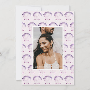 Lila Meeresschnecke Aquarell Foto & QR Save The Date