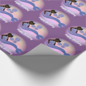 Lila Meerjungfrau-afrikanisches amerikanisches Geschenkpapier (Ecke)