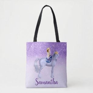 Lila Meerjungfrau auf Unicorn Personalisiert Tasche