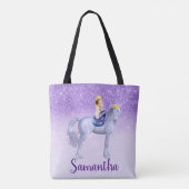 Lila Meerjungfrau auf Unicorn Personalisiert Tasche (Rückseite)