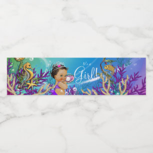 Lila Meerjungfrau-Baby-Shower-Wasserflaschen-Etike Wasserflaschenetikett