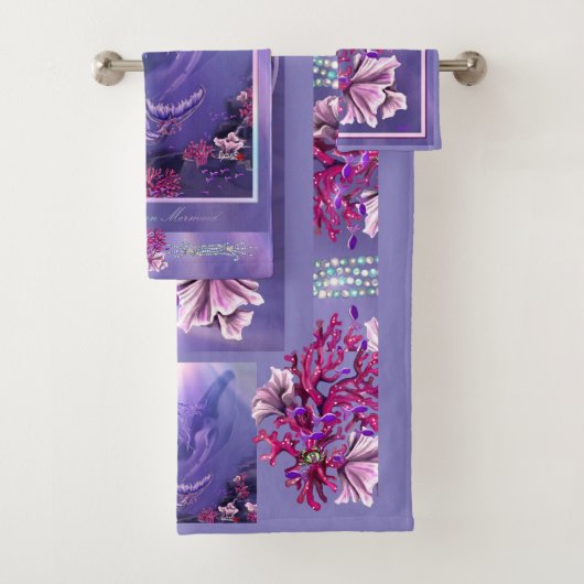Lila Meerjungfrau Badhandtuch Set (Insitu)