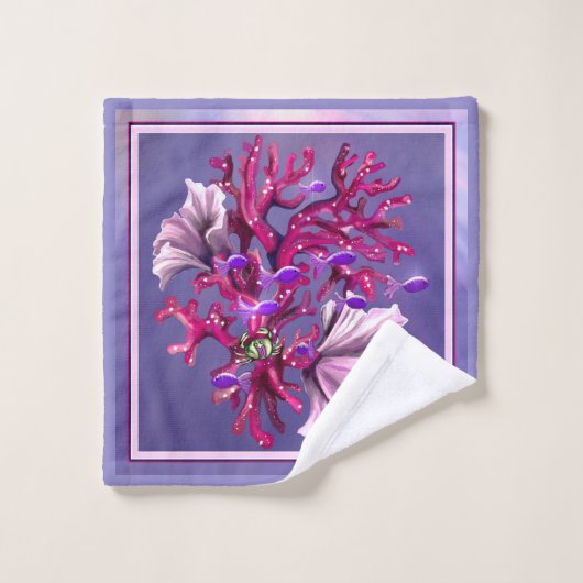 Lila Meerjungfrau Badhandtuch Set (Waschlappen)