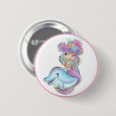 Lila Meerjungfrau Button (Vorne & Hinten)