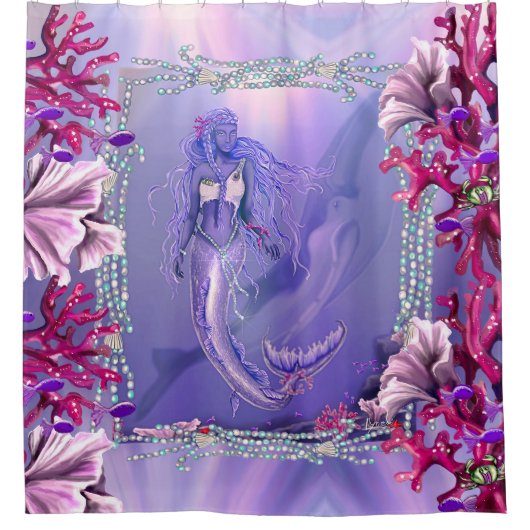 Lila Meerjungfrau Duschvorhang (Vorderseite)