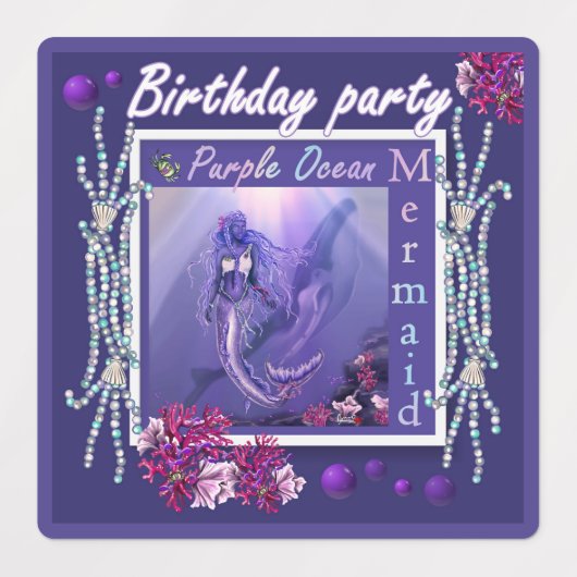 Lila Meerjungfrau Etiketten (Design 1)