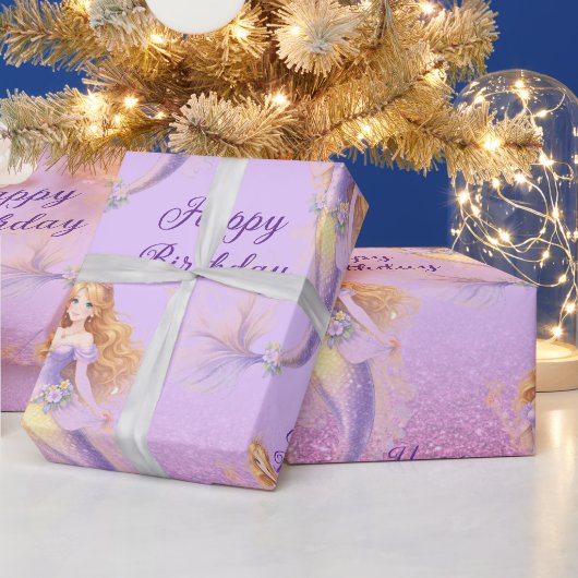 Lila Meerjungfrau  Geschenkpapier (Feiertage)