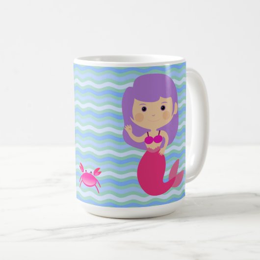 Lila Meerjungfrau Kaffeetasse (VorderseiteRechts)