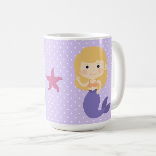 Lila Meerjungfrau Kaffeetasse (VorderseiteRechts)