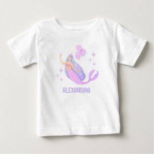 Lila Meerjungfrau Mädchen 1. Geburtstag unter dem Baby T-shirt