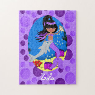 Lila Meerjungfrau mit Dolphin Puzzle