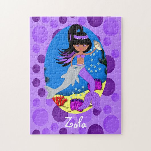 Lila Meerjungfrau mit Dolphin Puzzle (Vertikal)