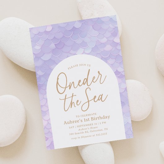Lila Meerjungfrau Oneder See 1. Geburtstag Party Einladung