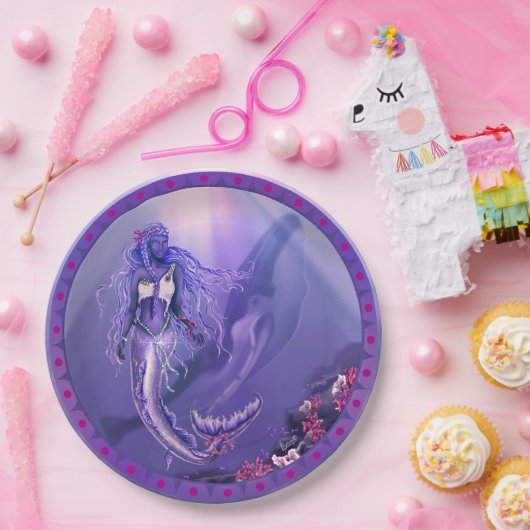 Lila Meerjungfrau Pappteller (Party)