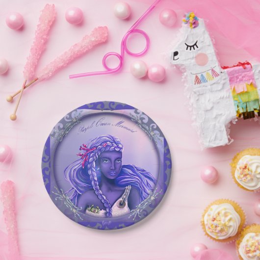 Lila Meerjungfrau Pappteller (Party)