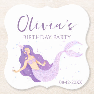 Lila Meerjungfrau Personalisiert Geburtstag Untersetzer