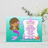 Lila Meerjungfrau-Pool-Party Einladung (Stehend Vorderseite)