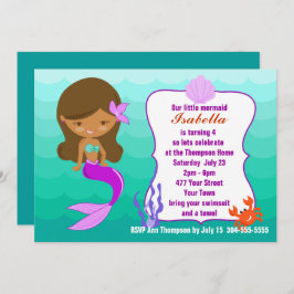 Lila Meerjungfrau-Pool-Party Einladung