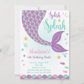 Lila Meerjungfrau-Schwanz unter dem Meer Einladung (Vorderseite)