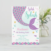 Lila Meerjungfrau-Schwanz unter dem Meer Einladung (Stehend Vorderseite)