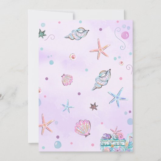 Lila Meerjungfrau unter dem Meer Einladung (Rückseite)