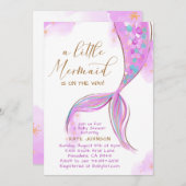 Lila Meerjungfrau unter der Meerwasserdusche Einladung (Vorne/Hinten)