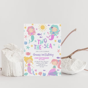 Lila Meerjungfrau Zwei am 2. Geburtstag Einladung