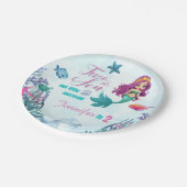 Lila Meerjungfrau Zwei die Meermädchen 2. Geburtst Pappteller (Schrägansicht)
