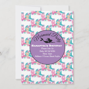 Lila Meerjungfrauen-Party Rosa Einladung