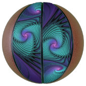 Lila Meetings Türkis Modernes Abstraktes Fraktal K Basketball (Vertikal)