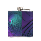 Lila Meetings Türkis Modernes Abstraktes Fraktal K Flachmann (Rückseite)