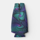 Lila Meetings Türkis Modernes Abstraktes Fraktal K Flaschenkühler (Rückseite)