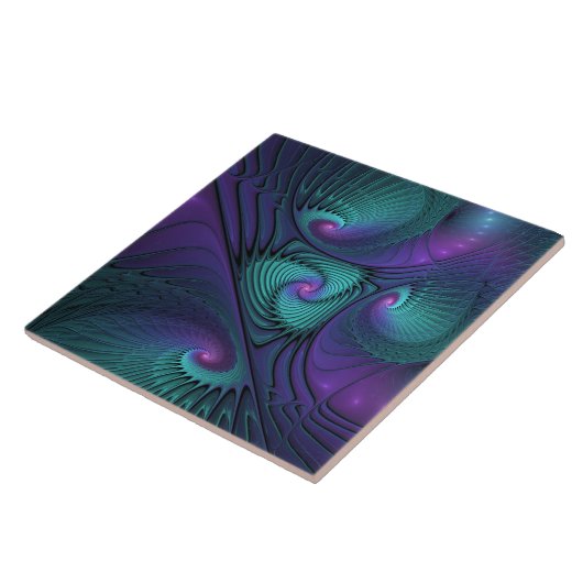 Lila Meetings Türkis Modernes Abstraktes Fraktal K Fliese (Seite)