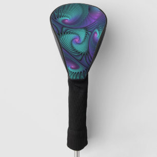 Lila Meetings Türkis Modernes Abstraktes Fraktal K Golf Headcover