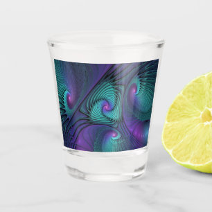 Lila Meetings Türkis Modernes Abstraktes Fraktal K Schnapsglas
