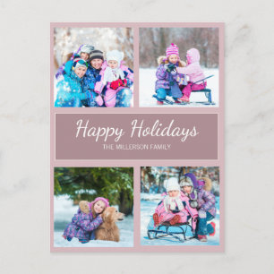 Lila Mehrfach-Foto-Weihnachts-Grußkarte Postkarte