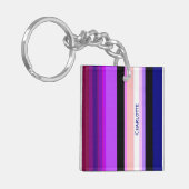 Lila mehrfarbige vertikale Streifen Schlüsselanhänger (Vorderseite links)