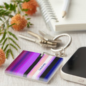 Lila mehrfarbige vertikale Streifen Schlüsselanhänger (Vorderseite rechts)