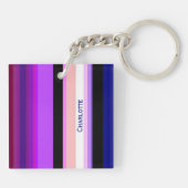 Lila mehrfarbige vertikale Streifen Schlüsselanhänger (Rückseite)