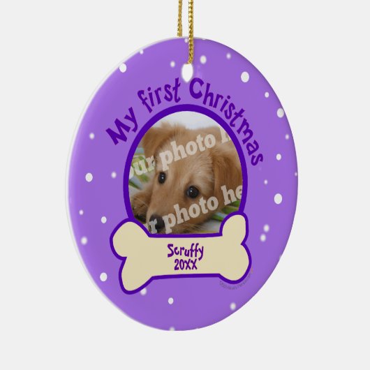 Lila mein erstes Weihnachtskundenspezifischer Keramik Ornament (Rechts)