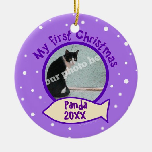 Lila meine erstes Weihnachtskundenspezifische Keramikornament (Vorne)