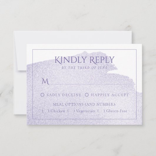 Lila Menge | Option "Wasserfarbenfrohe Mahlzeiten" RSVP Karte (Vorderseite)