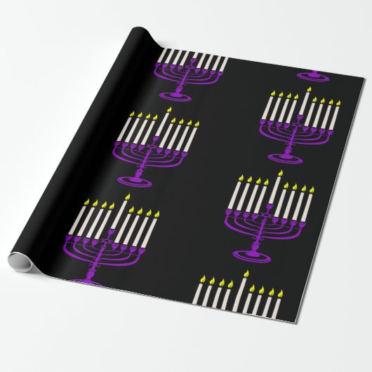 lila menorah hanukkah geschenkpapier (Ungerollt)