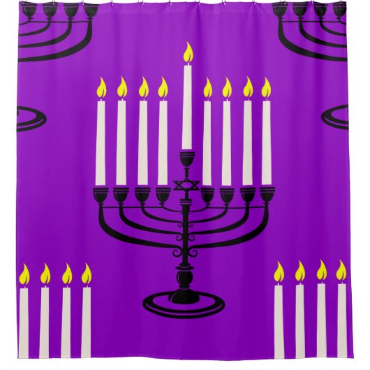 lila menorah hanukkah-Judendruck Duschvorhang (Vorderseite)
