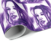 Lila Menschen Portrait monochrome Kunst Geschenkpapier (Rolleneckpunkt)